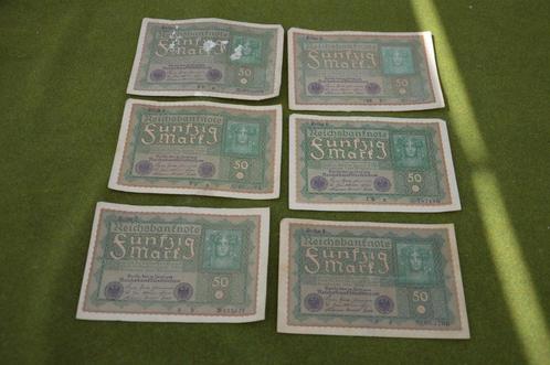 Antieke Duitse bankbiljetten uit 1919 Fünfzig Mark Reichbank, Postzegels en Munten, Bankbiljetten | Nederland, Los biljet, 50 gulden