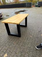 Houten tafel met stalen poten 160x80, Huis en Inrichting, Tafels | Eettafels, Gebruikt, 100 tot 150 cm, Ophalen of Verzenden, Vijf personen of meer