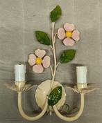 Vintage metalen bloemenlampje voor aan de wand, Ophalen of Verzenden