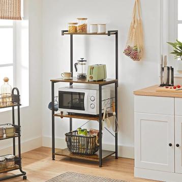 Keukenkast-Keukenorganizer-Bruin en Zwart-60 x 40 x 134 cm beschikbaar voor biedingen