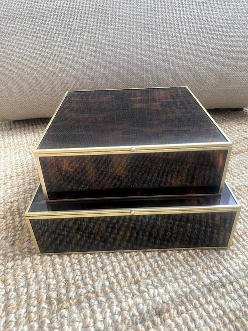 Kwantum glazen opbergbox – set van 2. , Huis en Inrichting, Woonaccessoires | Schalen en Manden, Gebruikt, Vierkant, Glas, Ophalen