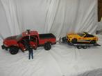 Bruder rode of zwarte ram 2500 met rally auto en speelfiguur, Kinderen en Baby's, Speelgoed | Speelgoedvoertuigen, Ophalen, Zo goed als nieuw