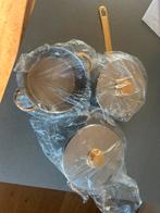 2 x kookpan 1 x steelpan Nijhof Gold Collection, Ophalen of Verzenden, Zo goed als nieuw, Rvs, Kookpan of Snelkookpan