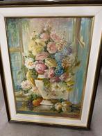 Prachtig Vintage schilderij bloemen, Antiek en Kunst, Kunst | Schilderijen | Klassiek, Ophalen of Verzenden