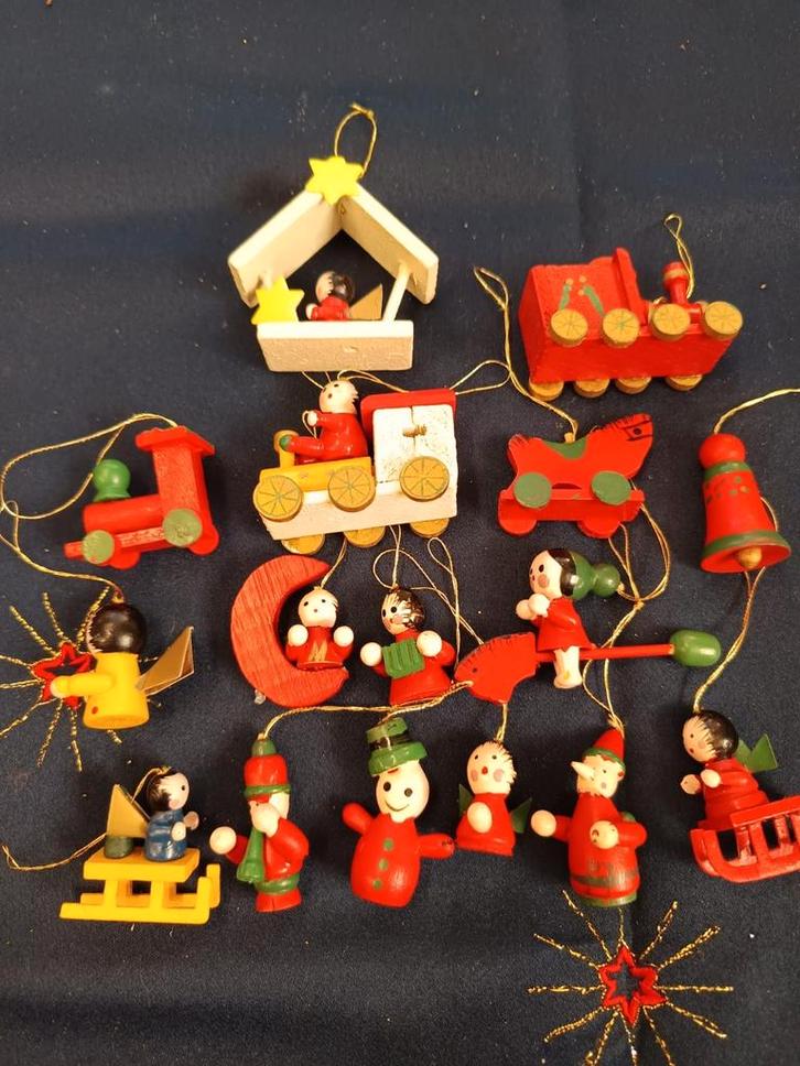 Miniatuur houten kerstversieringen, Diversen, Kerst, Zo goed als nieuw, Ophalen of Verzenden