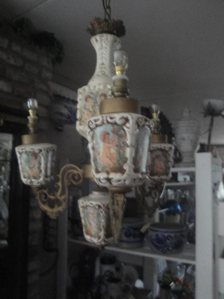 zeer zeldzame antieke porceleinen lamp met messing, Antiek en Kunst, Curiosa en Brocante, Ophalen