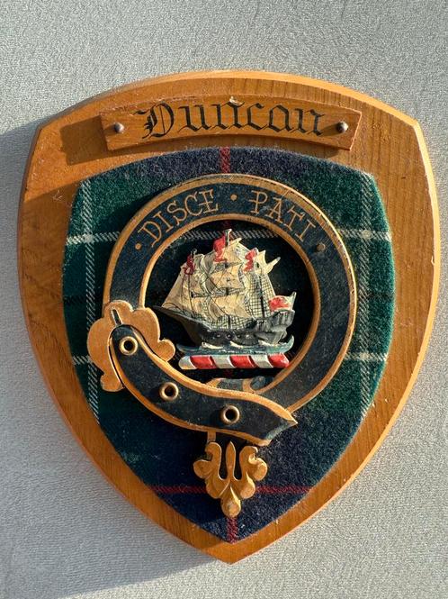 Duncan Familie Wapenschild Op Eikenhout, Antiek en Kunst, Antiek | Wandborden en Tegels, Ophalen of Verzenden