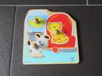 Houten knopjespuzzel 3 stukken met grove knop, Hape., Kinderen en Baby's, Speelgoed | Kinderpuzzels, Ophalen of Verzenden, Zo goed als nieuw