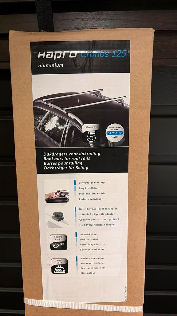 NIEUW IN VERPAKKING Dakdragers – Hapro Cronos 125 Aluminium, Auto diversen, Dakdragers, Nieuw, Ophalen of Verzenden
