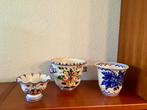 3x vrolijke gekleurde en echt Delftsblauwe bloempotten, Tuin en Terras, Bloempotten, Gebruikt, Rond, Binnen, Ophalen of Verzenden