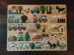 Vintage Houten Boerderij Puzzel - Jaren 70 Nieuwstaat, 2 tot 4 jaar, 10 tot 50 stukjes, Ophalen of Verzenden, Zo goed als nieuw