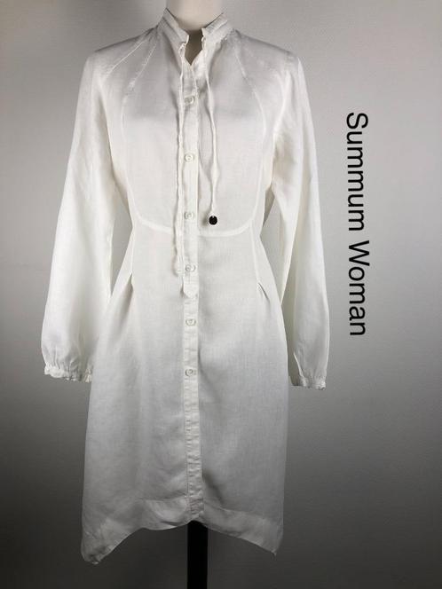 Summum Woman Jurk 100% linnen (mt: 38) 4,2/7994, Kleding | Dames, Jurken, Zo goed als nieuw, Maat 38/40 (M), Wit, Knielengte, Ophalen of Verzenden