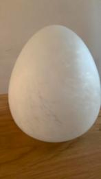 Vintage W.L.P. egglamp wit gemarmerd glas tafellamp, Ophalen, Glas, Minder dan 50 cm