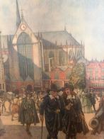 Schoolplaat De Dam Amsterdam 1666, Antiek en Kunst, Ophalen of Verzenden