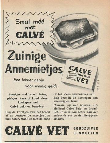 retro reclame 1952 Calvé vet zuinige Annemietjes jaren 50 beschikbaar voor biedingen
