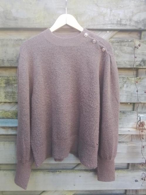 Cavallaro bruine trui met goudkleurige knopen,  XL,  €35, Kleding | Dames, Truien en Vesten, Zo goed als nieuw, Maat 46/48 (XL) of groter