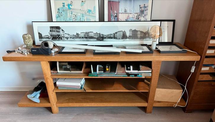 Houten (eiken) meubel met opbergruimte / TV / audio, Huis en Inrichting, Kasten | Dressoirs, Gebruikt, 50 tot 100 cm, 25 tot 50 cm