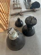 Set van 3 Emaille Lampen, Huis en Inrichting, Lampen | Hanglampen, Gebruikt, 50 tot 75 cm, Industrieeel, Ophalen of Verzenden