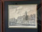Abraham Delfos, Gezigt op de Academie, te Leyden - Ingelijs, Antiek en Kunst, Ophalen of Verzenden
