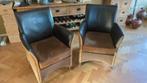 2 leuke serre stoelen, deels Loom bekleed met inleg kussens, Huis en Inrichting, Stoelen, Ophalen, Gebruikt, Twee, Bruin