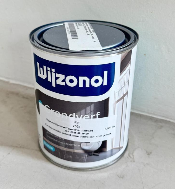 1L Wijzonol grondverf waterverdunbaar RAL7021 NIEUW, Doe-het-zelf en Verbouw, Verf, Beits en Lak, Nieuw, Verf, Minder dan 5 liter