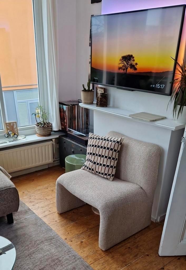 Karwei fauteuil Kate - Bouclé stof, Huis en Inrichting, Stoelen, Zo goed als nieuw, Eén, Stof, Ophalen of Verzenden