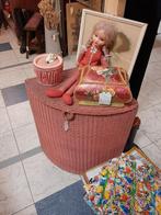 Oude brocante roze Lloyd Loom opbergbox wasmand, Antiek en Kunst, Ophalen of Verzenden