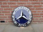 MERCEDES VINTAGE LOGO RECLAMEBORD GEËMAILLEERD 50CM, Ophalen, Zo goed als nieuw