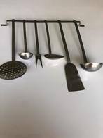 Vintage 6 delig Lepelrek . Jaren’60. Stainless Steel., Huis en Inrichting, Rvs of Chroom, Gebruikt, Ophalen of Verzenden