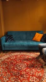 Prachtige suede blauwe/groene bank, Huis en Inrichting, Ophalen, Zo goed als nieuw