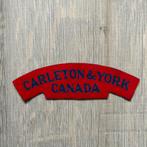 Carleton & York regiment canvas embleem zeldzame uitvoering, Verzamelen, Militaria | Tweede Wereldoorlog, Ophalen of Verzenden