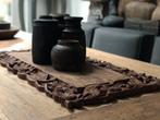 Oud houtgestoken panneel dienblad oosters Indonesië, Antiek en Kunst, Ophalen of Verzenden