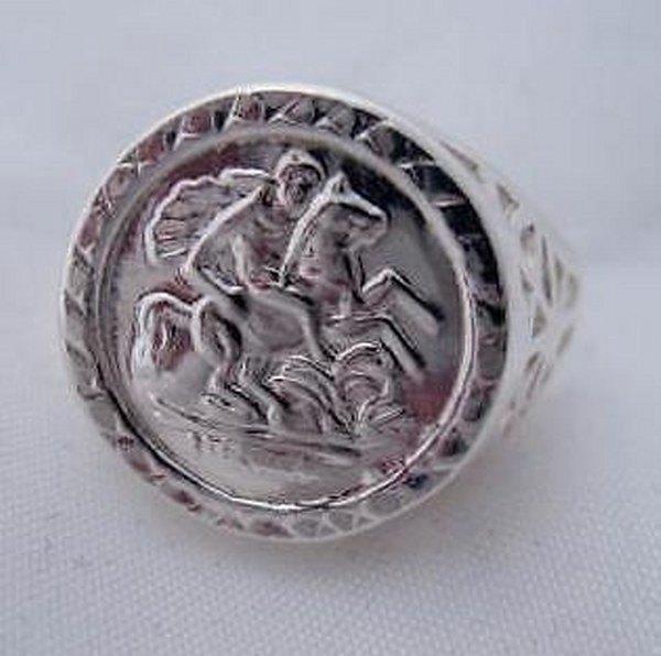 Zilveren ring Sint Joris en de draak (7629-3142), Sieraden, Tassen en Uiterlijk, Ringen, Nieuw, Dame of Heer, 18 tot 19, Zilver