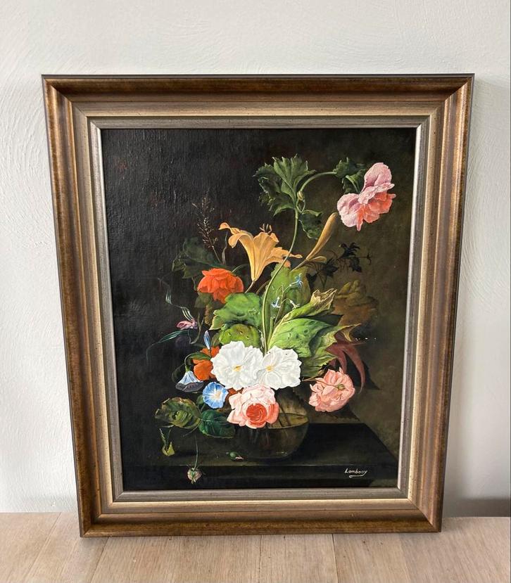 Bloemstilleven van Lambooy - Klassiek Schilderij, Huis en Inrichting, Woonaccessoires | Spiegels, Ophalen