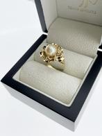 Vintage Gouden Rozet Ring Zoetwater Parel Mt 17.5, Goud, Goud, 17 tot 18, Ophalen of Verzenden