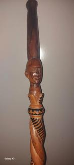 Afrikaanse Houten Wandelstok met Gezicht, Ophalen of Verzenden