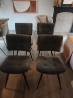 4 groene stoelen velours, Huis en Inrichting, Stoelen, Ophalen, Overige kleuren, Zo goed als nieuw, Metaal