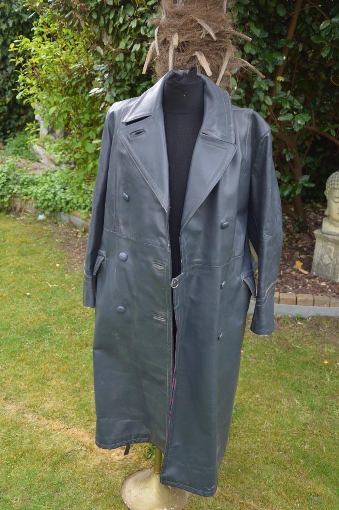 Oude zware leren solex jas grijs Voering van wol Schotse rui, Kleding | Heren, Jassen | Winter, Gedragen, Grijs, Ophalen of Verzenden