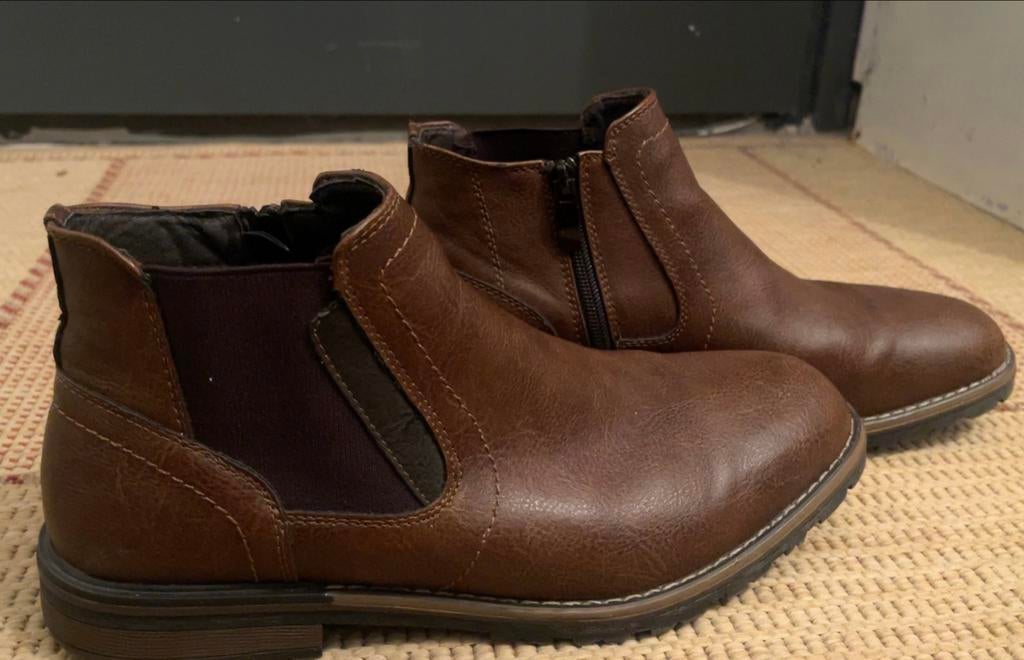 Bruine Leren Checker Boots Maat 41, Ophalen of Verzenden, Gedragen, Bruin, Boots