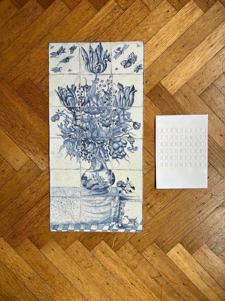 Tegeltableau met oosterse vaas  - set van 2 kunst kaarten, Huis en Inrichting, Woonaccessoires | Wanddecoraties, Nieuw, Ophalen of Verzenden