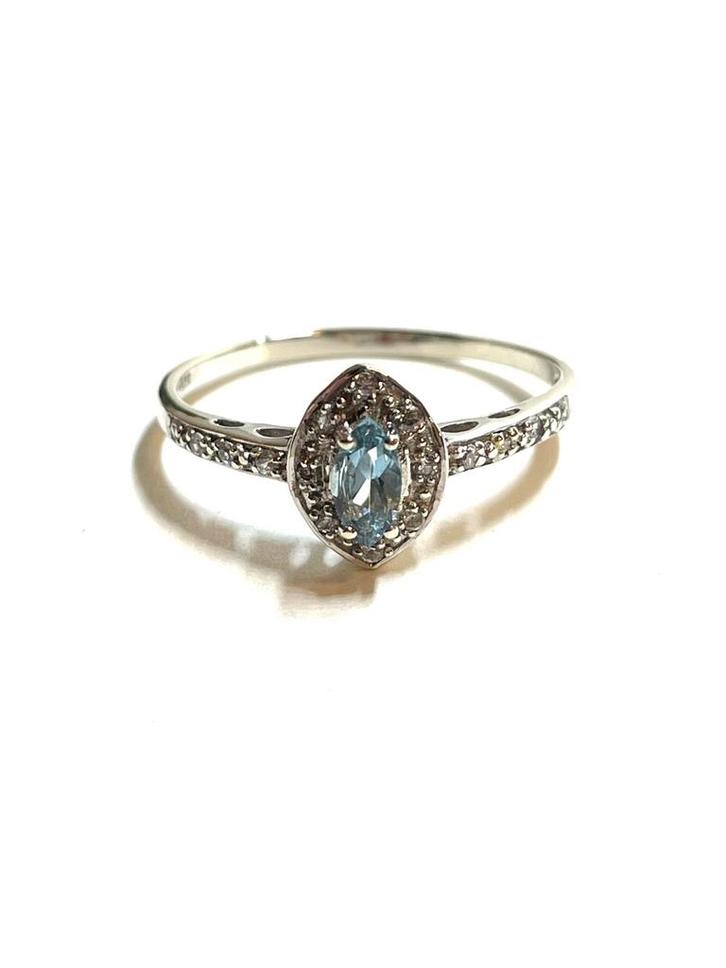 9k gouden ring met topaas en zirkonia, Sieraden, Tassen en Uiterlijk, Ringen, Zo goed als nieuw, Dame, 19 tot 20, Goud, Goud, Met edelsteen