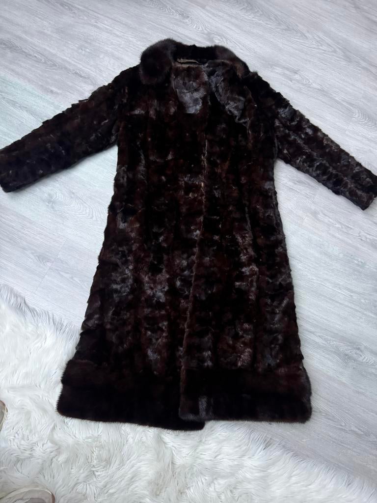 Vintage echte nerts bontjas, lang, uitstekende staat, Kleding | Dames, Jassen | Winter, Zo goed als nieuw, Maat 36 (S), Bruin