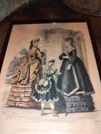 Mooie oude brocante antieke lijst Frankrijk 3 vrouwen, Antiek en Kunst, Kunst | Tekeningen en Foto's, Ophalen of Verzenden