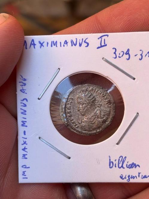 Romeinse munt - argenteus Maximianus II, Postzegels en Munten, Munten | Europa | Niet-Euromunten, Losse munt, Italië, Zilver, Ophalen of Verzenden