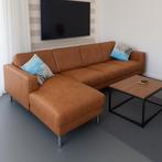 Bank in leerlook, 275cm,, Ophalen, Hoekbank, 75 tot 100 cm, Zo goed als nieuw