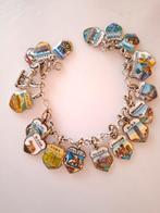 Vintage bedelarmband zilver emaille, Ophalen of Verzenden, Zo goed als nieuw, Zilver, Zilver