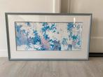 Schilderij bloemen blauwe lijst, Ophalen, Gebruikt, 50 tot 75 cm, Schilderij