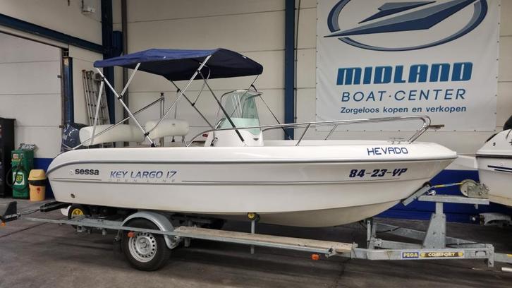 sessa Key Largo 17 met Yamaha F100 en trailer (bj 2006), Watersport en Boten, Vis- en Consoleboten, Gebruikt, 70 pk of meer, 3 tot 6 meter