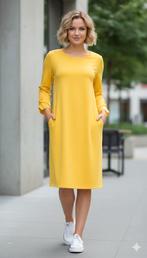 jurk Juffrouw Jansen/viscose, Kleding | Dames, Jurken, Verzenden, Geel, Zo goed als nieuw, Maat 36 (S)