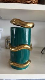 Vaas groen met slang “ goud”, Huis en Inrichting, Woonaccessoires | Vazen, Ophalen of Verzenden, Minder dan 50 cm, Groen, Glas